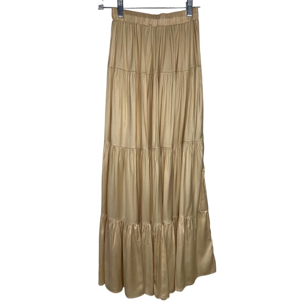ELIE Elie Tahari Cream Tiered Flowy Romantic Maxi Skirt Size XS